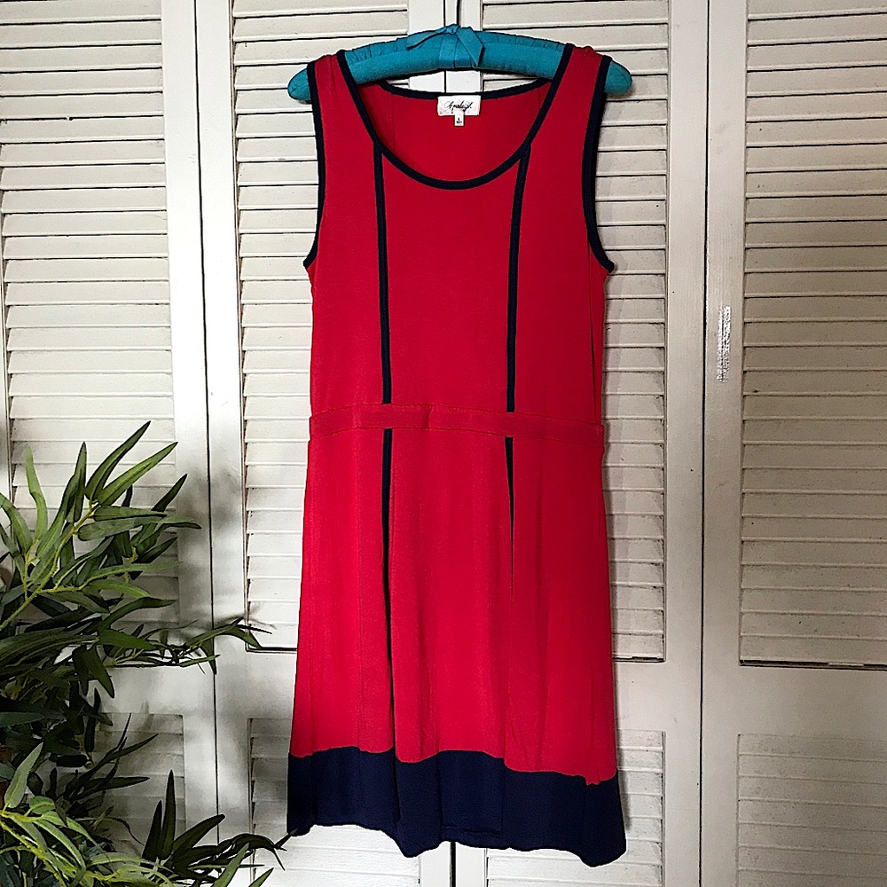 Red Avaleigh Dress with Navy Trim Large